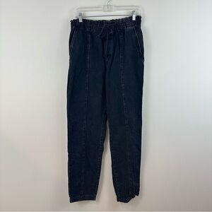 Loft Black Gray Denim Seamed Tie Waist Jean Pants Size Medium Tall